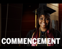 commencement with grad in the background