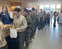ROTC students getting lunch on Veterans Day