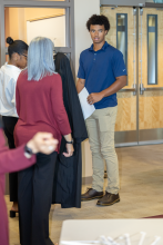 Arriving in library to get robe and instructions 2