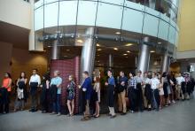 First-year students line up for Convocation