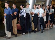 First-year students line up for Convocation