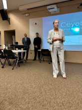 Dr. Yvonne Traynham introducing senior design event
